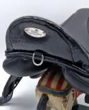 Sattel Ledersattel  KROK  Schwarz 14 15 Zoll Kopfeisen verstellbar Mono Sattel Shetty Welsh Kroko / Lack Design