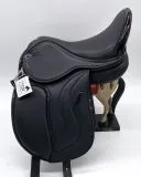 Sattel Ledersattel  KROK  Schwarz 14 15 Zoll Kopfeisen verstellbar Mono Sattel Shetty Welsh Kroko / Lack Design