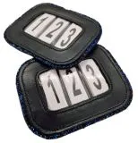 Kopfnummern Leder BLUE Blau Schwarz Glitzer Blau Schwarz Kopf Nummern Turnier Klick Lasche Lack / Glatt