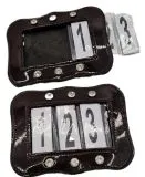 SET Kopfnummern WELLE Turnier Nummern Strass Glitzer Glatt + Lack Leder Braun Schwarz 1 Paar = 2 Stck