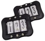 SET Kopfnummern WELLE Turnier Nummern Strass Glitzer Glatt + Lack Leder Braun Schwarz 1 Paar = 2 Stck