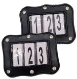 SET Kopfnummern WELLE Turnier Nummern Strass Glitzer Glatt + Lack Leder Braun Schwarz 1 Paar = 2 Stck