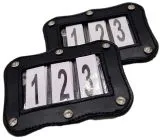 SET Kopfnummern WELLE Turnier Nummern Strass Glitzer Glatt + Lack Leder Braun Schwarz 1 Paar = 2 Stck