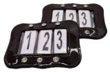 SET Kopfnummern WELLE Turnier Nummern Strass Glitzer Glatt + Lack Leder Braun Schwarz 1 Paar = 2 Stck
