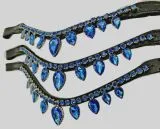 V Stirnband Stirnriemen DROP Glitzer Tropfen Strass Diadem Leder Rosa Blau Minishetty Shetty Pony VB WB X-Full
