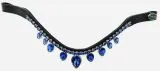 V Stirnband Stirnriemen DROP Glitzer Tropfen Strass Diadem Leder Rosa Blau Minishetty Shetty Pony VB WB X-Full
