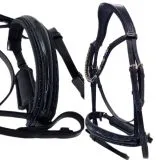 Leder Trense BLUE Lack Glitzer Blau Glitzer auch auf d. Nasenriemen VB WB X Full Zaum Ledertrense