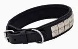 Lederhalsband TITAN Breit Pyramiden Nieten Leder X L XL Leder Halsband Nietenhalsband Schwarz Silberfarben Hohe Zugkraft