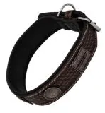 Lederhalsband FALK Breit Leder X L XL Leder Halsband Conchos Schwarz Braun
