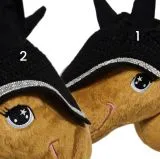 Hobby Horse Fliegenm�tze Fliegenhaube Ohrenhaube Glitzer Schwarz Steckenpferd Haube Pl�schpferd