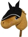 Hobby Horse Fliegenmtze Fliegenhaube Ohrenhaube Glitzer Schwarz Steckenpferd Haube Plschpferd