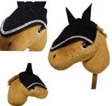 Hobby Horse Fliegenmtze Fliegenhaube Ohrenhaube Glitzer Schwarz Steckenpferd Haube Plschpferd