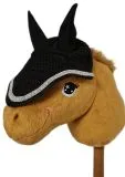 Hobby Horse Fliegenmtze Fliegenhaube Ohrenhaube Glitzer Schwarz Steckenpferd Haube Plschpferd
