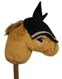 Hobby Horse Fliegenmtze Fliegenhaube Ohrenhaube Glitzer Schwarz Steckenpferd Haube Plschpferd