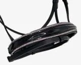 Leder Trense Schwarz DONNA Lack Glitzer VB, WB, X Full, XXF Kaltblut Zaum Ledertrense Schwedisch + Zgel Ledertrense