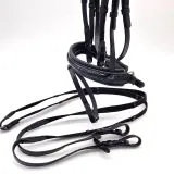 Leder Trense Schwarz DANDY Lack Glitzer VB WB X Full XXF Kaltblut Zaum Ledertrense Schwedisch + Zgel Ledertrense ergonomisch Fchermuster