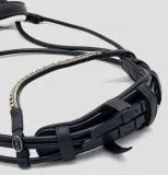 Deluxe 2 Ledertrense RUND genht Schwarz Wei unterlegt Glitzer Stirnband incl. Zgel VB WB XFULL XXFULL -Kaltblut Rundgenht