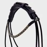 Deluxe 2 Ledertrense RUND genht Schwarz Wei unterlegt Glitzer Stirnband incl. Zgel VB WB XFULL XXFULL -Kaltblut Rundgenht