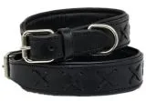 Halsband Zierstick Schwarz Leder Hundehalsband 38-44 cm Halsumfang Breit 4-4,2 cm Lederhalsband Gr. M