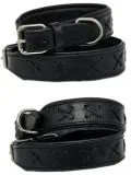Halsband Zierstick Schwarz Leder Hundehalsband 38-44 cm Halsumfang Breit 4-4,2 cm Lederhalsband Gr. M