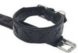 Halsband Zierstick Schwarz Leder Hundehalsband 38-44 cm Halsumfang Breit 4-4,2 cm Lederhalsband Gr. M