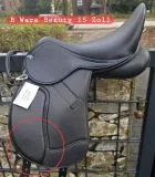 #38 Ledersattel B WARE Beauty Schwarz 1 X 15 Zoll + 5 X Kopfeisen verstellbar Mono Sattel Shetty Glitzer Welsh Kindersattel Sattel Leder B WARE