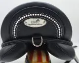 Leder Sattel Ledersattel Anna SILVER Glitzer 14 15 Zoll Kopfeisen verstellbar Monosattel Sattel Shetty Welsh aufges. Kniepauschen