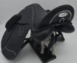 Leder Sattel Ledersattel Anna SILVER Glitzer 14 15 Zoll Kopfeisen verstellbar Monosattel Sattel Shetty Welsh aufges. Kniepauschen