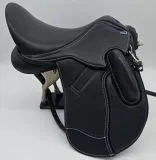 Leder Sattel Ledersattel Anna SILVER Glitzer 14 15 Zoll Kopfeisen verstellbar Monosattel Sattel Shetty Welsh aufges. Kniepauschen