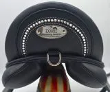 Leder Sattel Ledersattel Anna SILVER Glitzer 14 15 Zoll Kopfeisen verstellbar Monosattel Sattel Shetty Welsh aufges. Kniepauschen