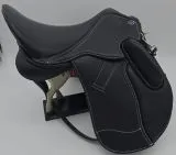 Leder Sattel Ledersattel Anna SILVER Glitzer 14 15 Zoll Kopfeisen verstellbar Monosattel Sattel Shetty Welsh aufges. Kniepauschen