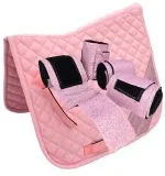 Sun Glitzer Set Schabracke Baumwolle mit Fleece Bandagen Rosa Rot Hellblau Lila Braun Schwarz Minishetty Shetty Welsh