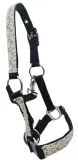 Halfter Fancy MMS MS S Fohlenhalfter Glitzer Schwarz / Wei� Fohlen Glitzerhalfter Kleiner Karabiner
