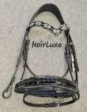 Trense NoirLuxe Schwedisch V Stirnriemen Lack / Leder Glitzer incl. Z�gel VB WB X Full XX Full