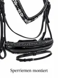 Trense NoirLuxe Schwedisch V Stirnriemen Lack / Leder Glitzer incl. Z�gel- Sperrriemen abnehmbar VB WB X Full XX Full