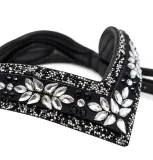 Trense NoirLuxe Schwedisch V Stirnriemen Lack / Leder Glitzer incl. Z�gel- Sperrriemen abnehmbar VB WB X Full XX Full