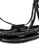 Trense NoirLuxe Schwedisch V Stirnriemen Lack / Leder Glitzer incl. Z�gel- Sperrriemen abnehmbar VB WB X Full XX Full