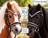 Ice Ledertrense Trense Leder V Stirnriemen Silber -Farben Nasenriemen Schwarz Wei� Lack Minishetty Shetty Welsh + - Sperrriemen