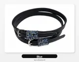 Sporenriemen Leder Sporen Ledersporenriemen Leder Glitzer Blau Schwarz Gold Silber