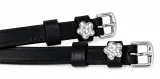 Sporen Riemechen 1 Paar Sporenriemen Blume Glitzer Leder Ledersporenriemchen Strass Schwarz