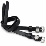 Sporen Riemechen 1 Paar Sporenriemen Blume Glitzer Leder Ledersporenriemchen Strass Schwarz