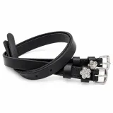 Sporen Riemechen 1 Paar Sporenriemen Blume Glitzer Leder Ledersporenriemchen Strass Schwarz