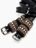 Golden Glam Sporenriemchen 1 Paar Lack Lackleder Glitzer Strass Glitzerriemen Sporen Riemen