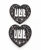 Kopfnummern Herzchen Schwarz Glitzer Herz 9 X 9 cm Turniernummern Nummern Turnier Nummer