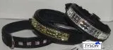 Glitzer Halsband Leder Super Strass Glitzer Goldfarben 3- 5,5 cm Breit Lederhalsband