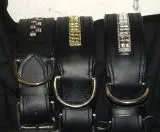 Glitzer Halsband Leder Super Strass Glitzer Goldfarben 3- 5,5 cm Breit Lederhalsband