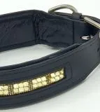 Glitzer Halsband Leder Super Strass Glitzer Goldfarben 3- 5,5 cm Breit Lederhalsband