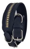 Hundehalsband Lederhalsband LENNY Schwarz Braun M XL BREIT 5,5 / 6,5 cm Halsband Leder Hohe Zugkraft