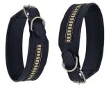Hundehalsband Lederhalsband LENNY Schwarz Braun M XL BREIT 5,5 / 6,5 cm Halsband Leder Hohe Zugkraft