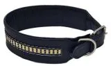 Hundehalsband Lederhalsband LENNY Schwarz Braun M XL BREIT 5,5 / 6,5 cm Halsband Leder Hohe Zugkraft
